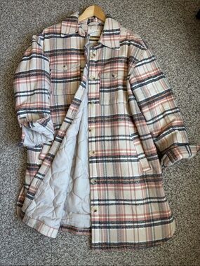 Universal Thread Plaid Shacket in Cream, Tan & Black